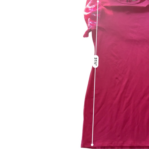 Judith March Hot Pink Sequin Puff Sleeve Shift Dress | Small Barbiecore Party 🎉 - Picture 9 of 9